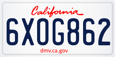 CA license plate 6XOG862
