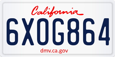 CA license plate 6XOG864