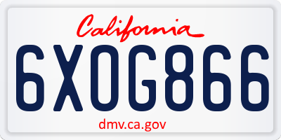 CA license plate 6XOG866