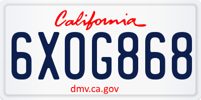 CA license plate 6XOG868