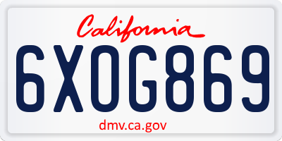 CA license plate 6XOG869