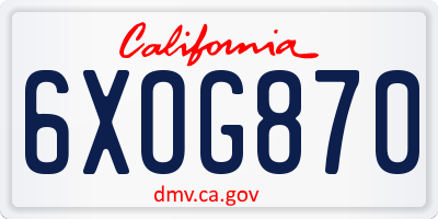 CA license plate 6XOG870