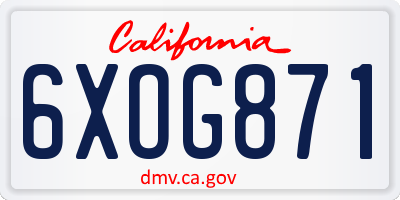 CA license plate 6XOG871