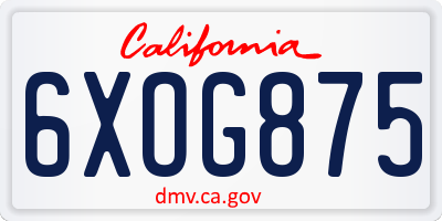 CA license plate 6XOG875