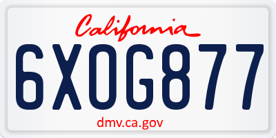 CA license plate 6XOG877