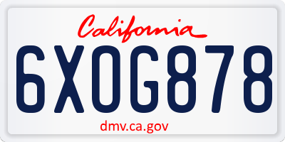 CA license plate 6XOG878