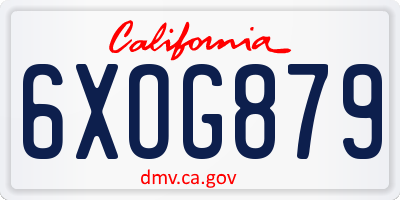 CA license plate 6XOG879