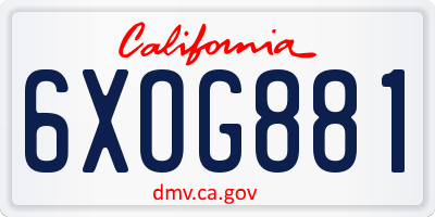 CA license plate 6XOG881