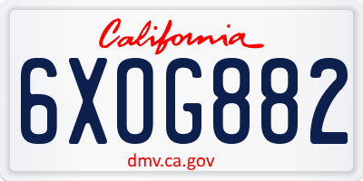 CA license plate 6XOG882