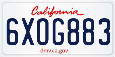 CA license plate 6XOG883