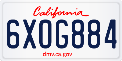 CA license plate 6XOG884