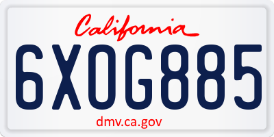 CA license plate 6XOG885