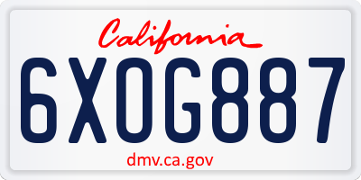 CA license plate 6XOG887