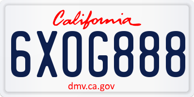 CA license plate 6XOG888