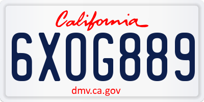 CA license plate 6XOG889
