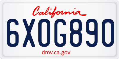 CA license plate 6XOG890