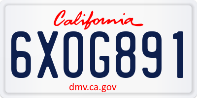 CA license plate 6XOG891