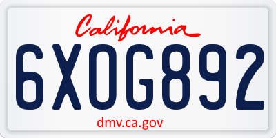 CA license plate 6XOG892