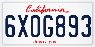 CA license plate 6XOG893