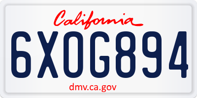 CA license plate 6XOG894