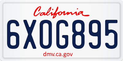 CA license plate 6XOG895