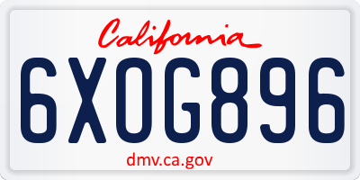 CA license plate 6XOG896