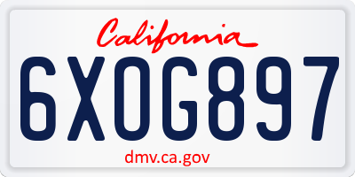 CA license plate 6XOG897