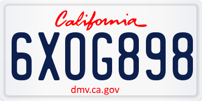 CA license plate 6XOG898