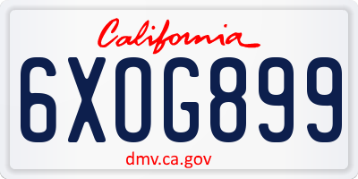 CA license plate 6XOG899