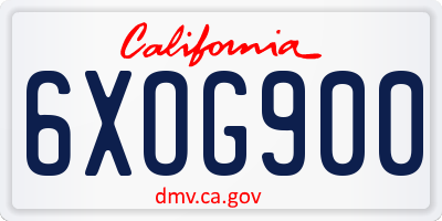 CA license plate 6XOG900