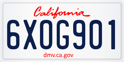CA license plate 6XOG901