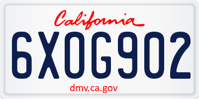 CA license plate 6XOG902