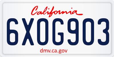 CA license plate 6XOG903