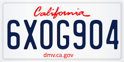 CA license plate 6XOG904