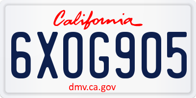 CA license plate 6XOG905