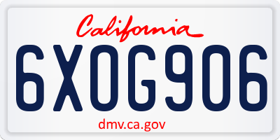 CA license plate 6XOG906
