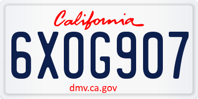 CA license plate 6XOG907