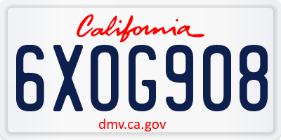 CA license plate 6XOG908