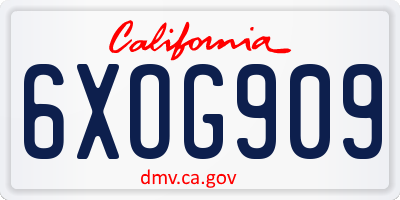 CA license plate 6XOG909