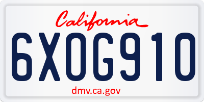 CA license plate 6XOG910