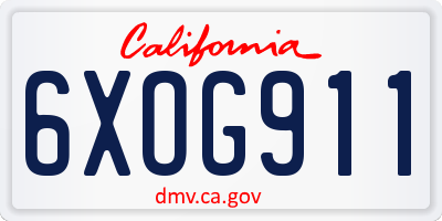 CA license plate 6XOG911