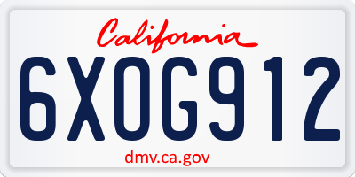 CA license plate 6XOG912