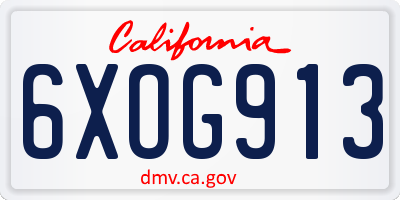 CA license plate 6XOG913