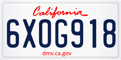 CA license plate 6XOG918