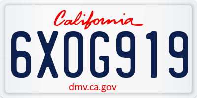 CA license plate 6XOG919