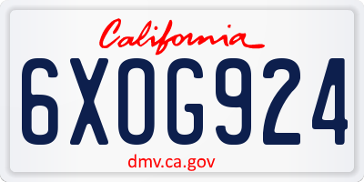 CA license plate 6XOG924