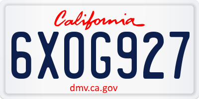 CA license plate 6XOG927