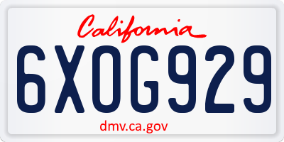 CA license plate 6XOG929