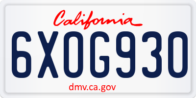 CA license plate 6XOG930
