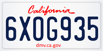 CA license plate 6XOG935